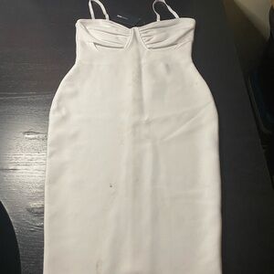 Fashion Nova White Strapless Bodycon Midi Dress